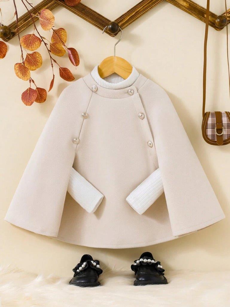 Toddler Girls Beige Cape Shawl Coat