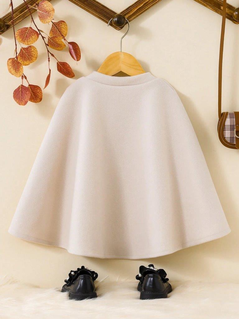 Toddler Girls Beige Cape Shawl Coat