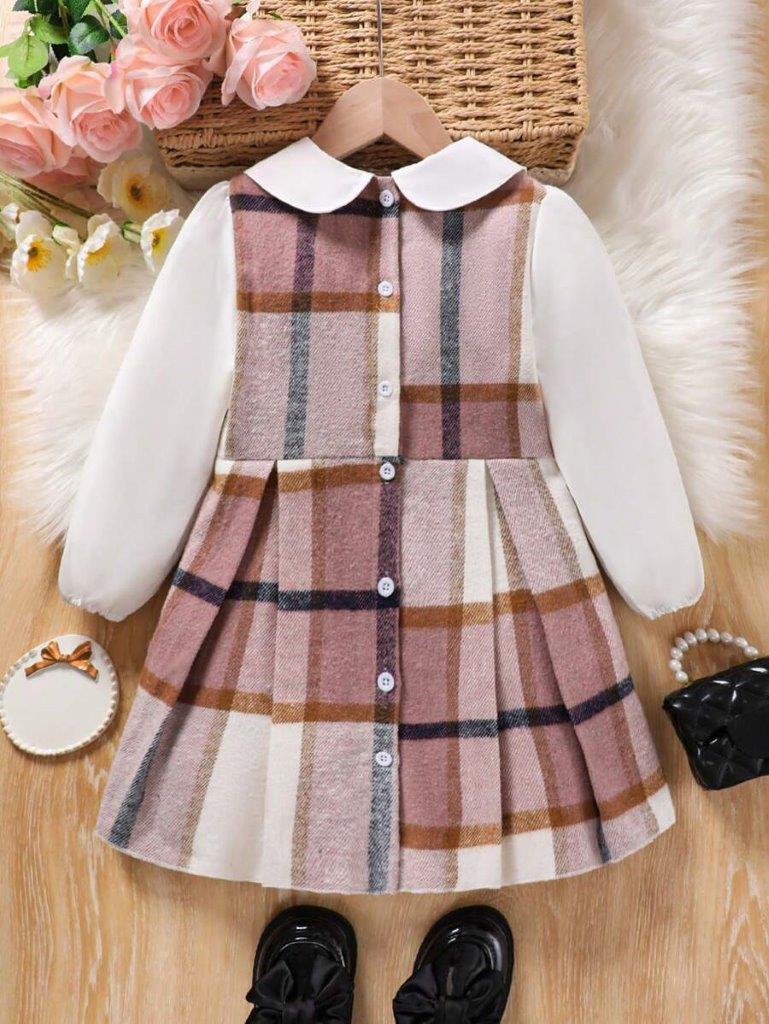 Toddler Girls Plaid Double Bow Dress
