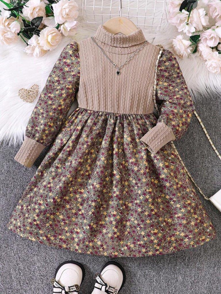 Toddler Girls Patterned Floral Print Dress