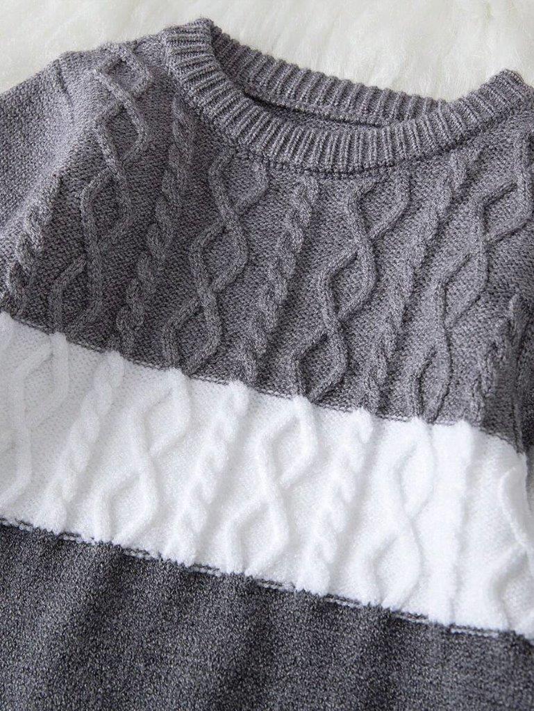 Baby Cable Knitted Jumpsuit And Beanie Grey