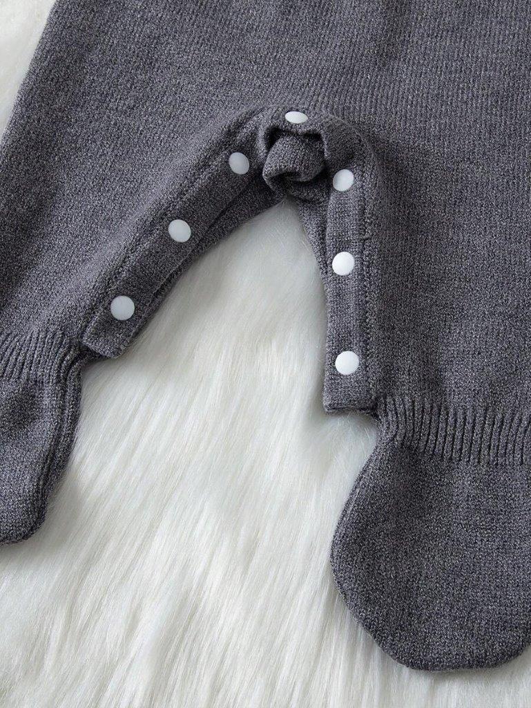 Baby Cable Knitted Jumpsuit And Beanie Grey