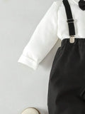 Baby 3 Piece Bow Tie Long Sleeve Suspender Outfit Black