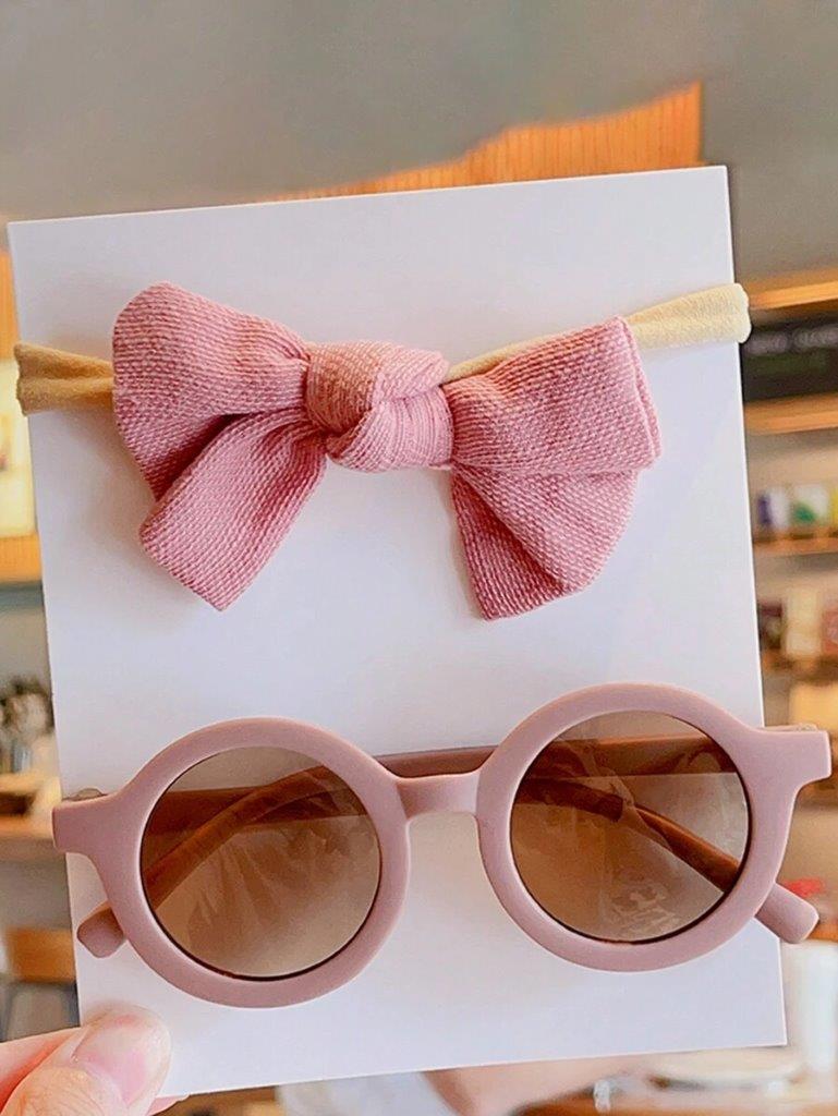 Kids Mauve Sunglasses With Headband Set