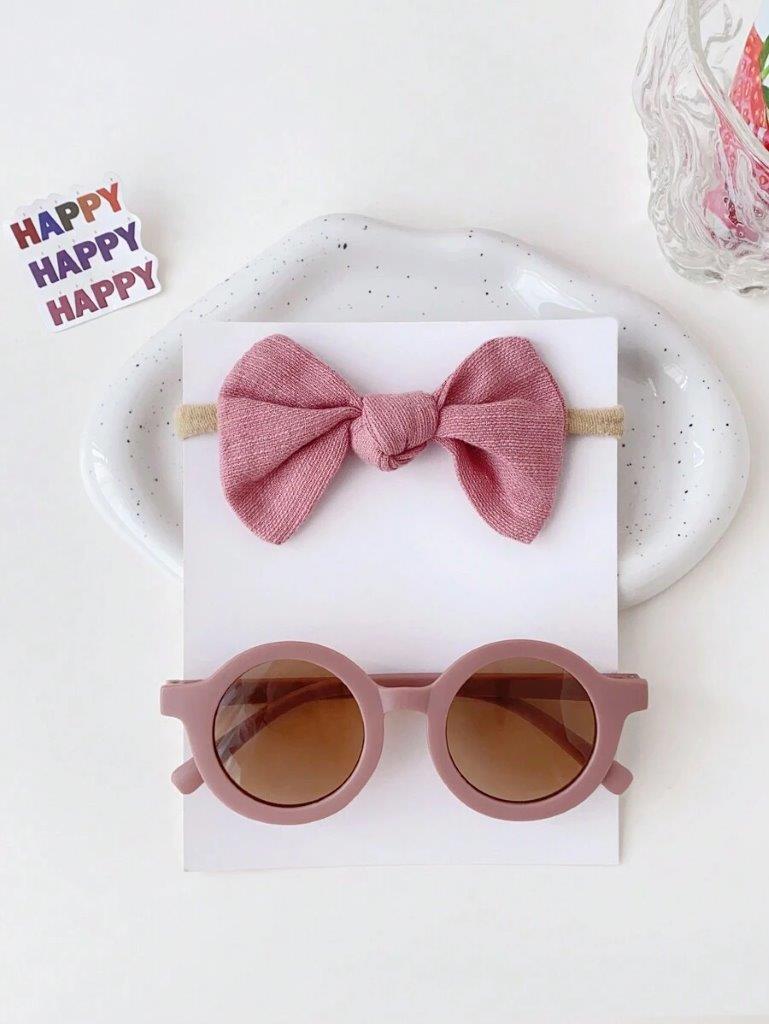 Kids Mauve Sunglasses With Headband Set