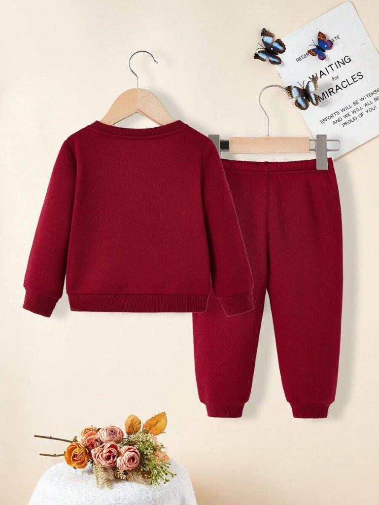 Baby Heart Print Sweatshirt And Pants Set