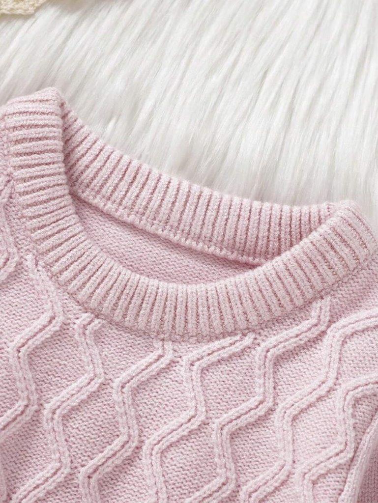 Baby Pink Pattern Knitted Dress