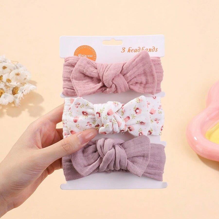 Baby 3 Piece Bowknot Headband Set Mix 3