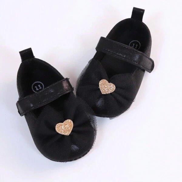 Baby Heart Princess Flats Black