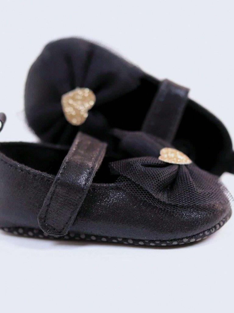 Baby Heart Princess Flats Black