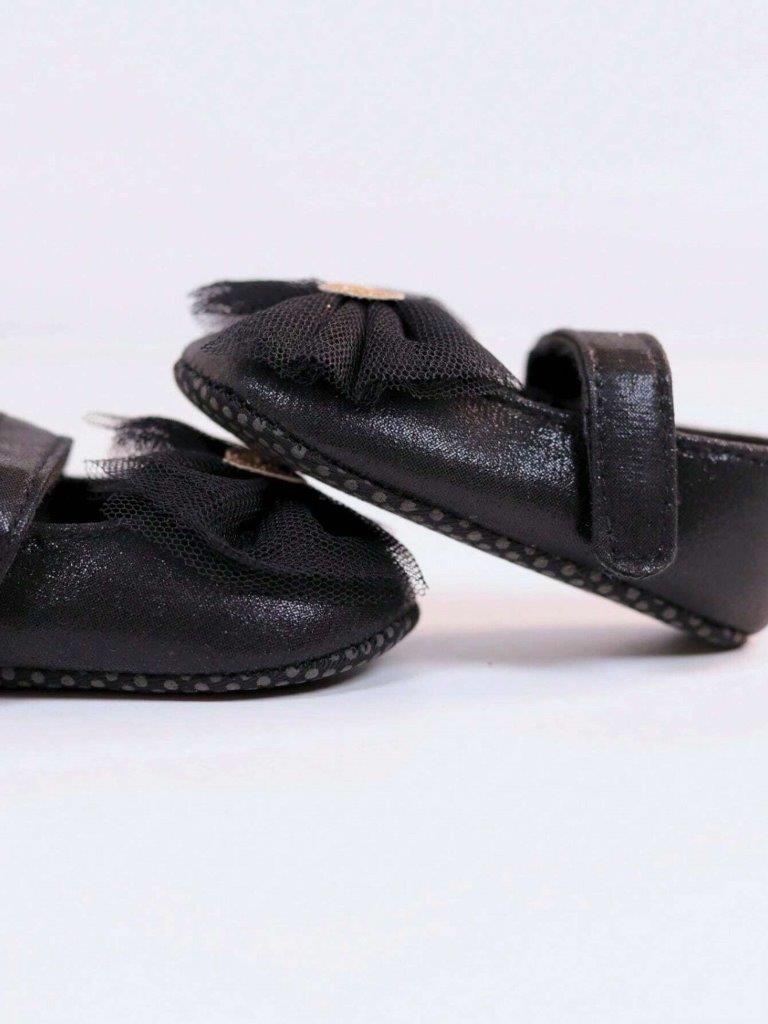 Baby Heart Princess Flats Black