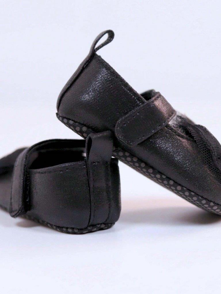 Baby Heart Princess Flats Black