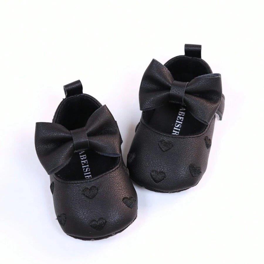 Baby Black Heart Pattern Flats