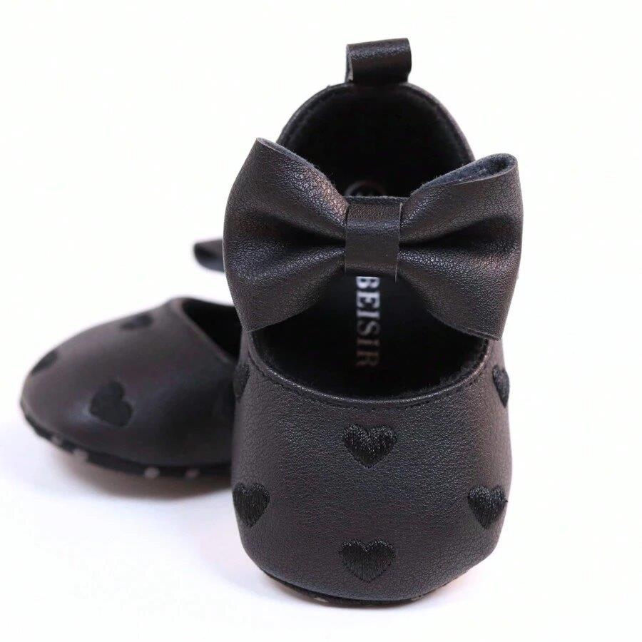 Baby Black Heart Pattern Flats