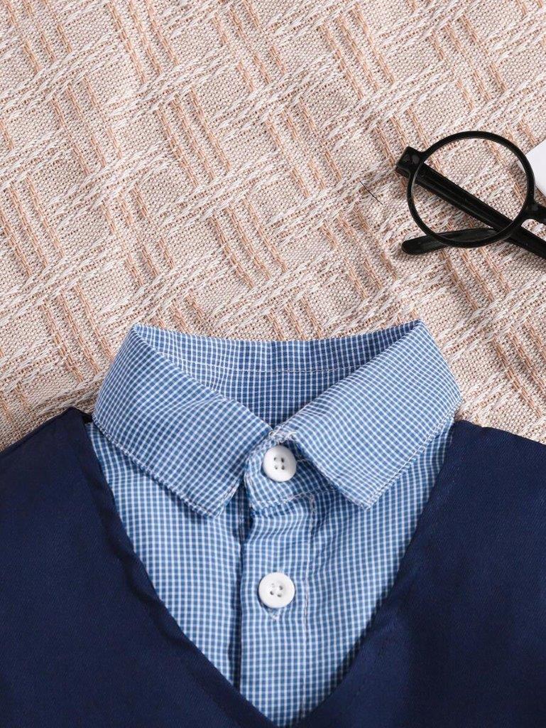 Baby Gentleman Solid Vest Shirt And Pants 3 Piece Set