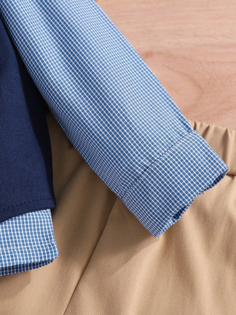 Baby Gentleman Solid Vest Shirt And Pants 3 Piece Set