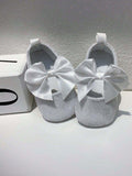 Baby White Silk Bow Flats