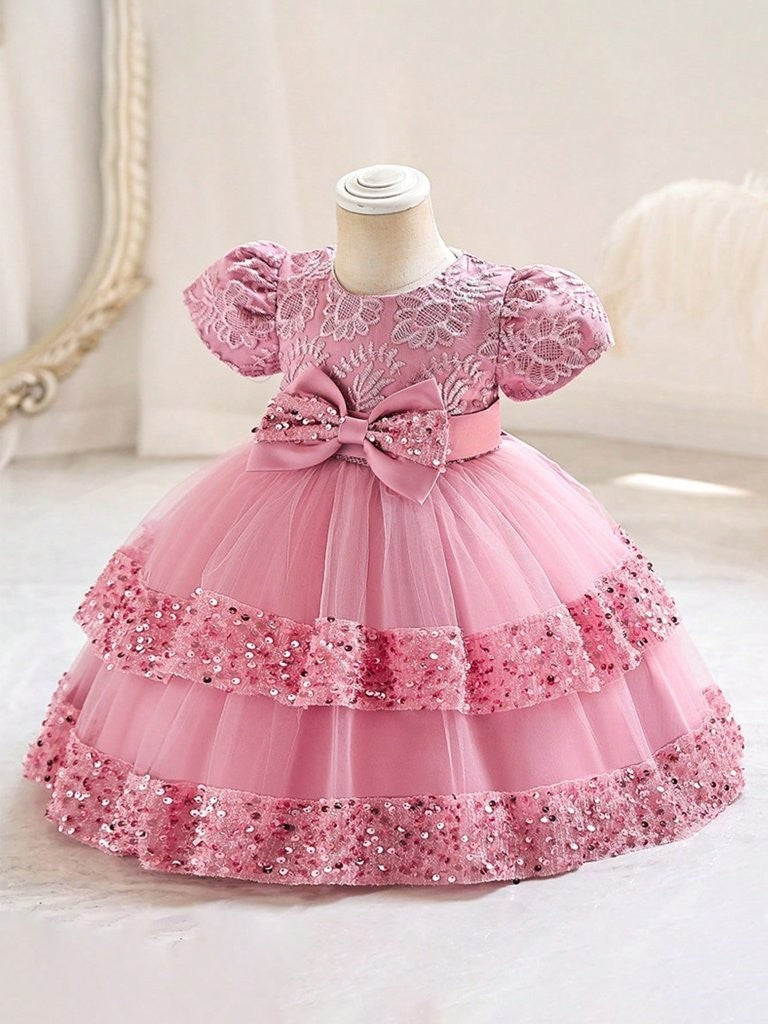 Baby Glamorous Elegant Pink Sparkling Sequin Dress