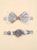 Baby 2 Piece Flower Headband Set Grey
