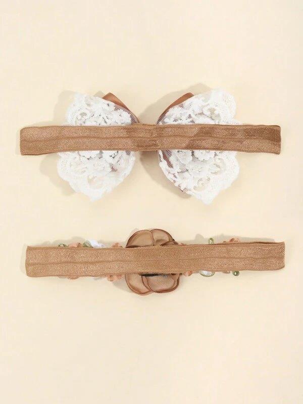 Baby 2 Piece Flower Headband Set Brown