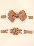 Baby 2 Piece Flower Headband Set Brown