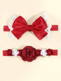 Baby 2 Piece Flower Headband Set Red
