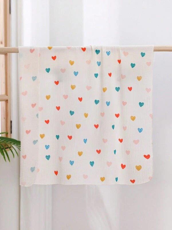 Baby Newborn Colour Heart Swaddle Blanket