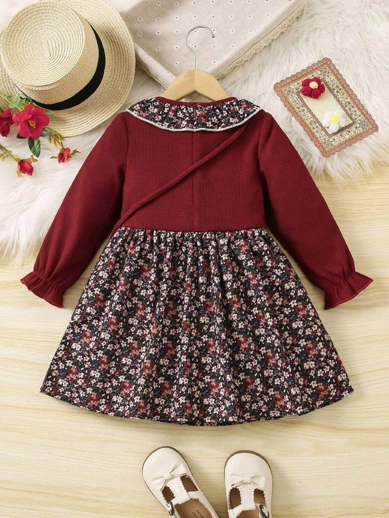 Toddler Girls Floral 2 in 1 Dress With Bag