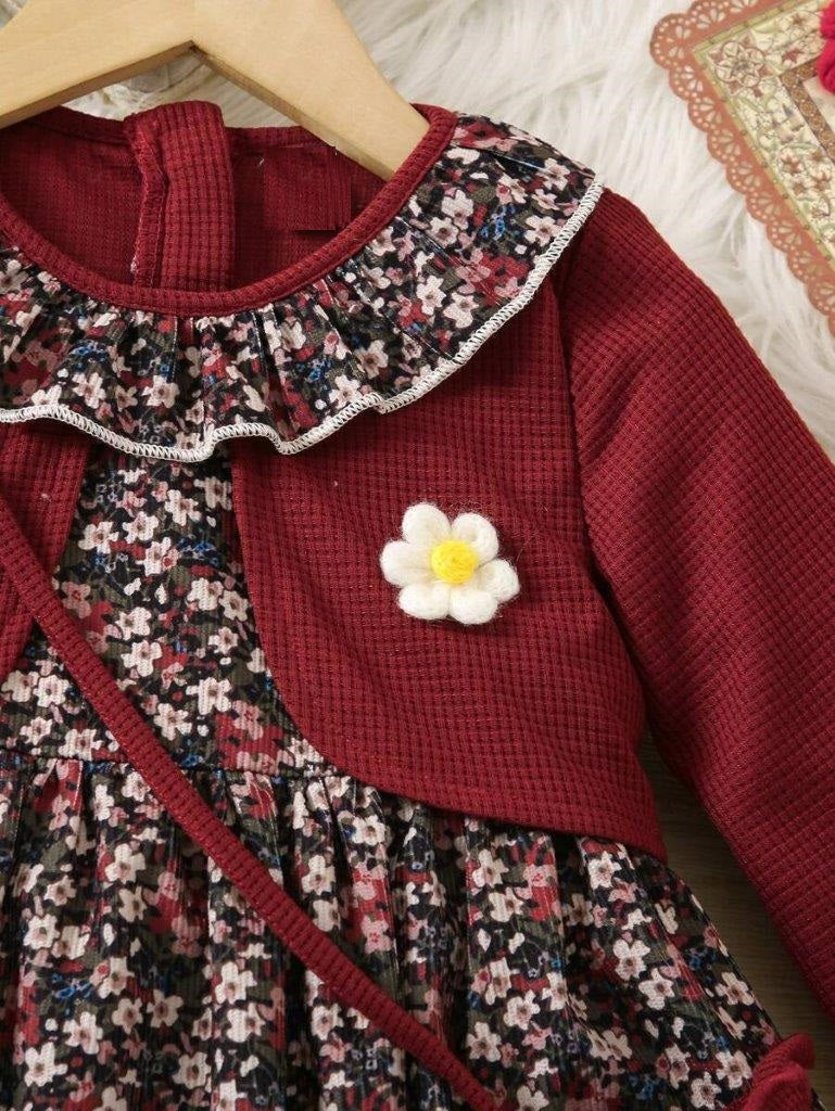 Toddler Girls Floral 2 in 1 Dress With Bag