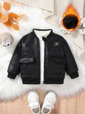 Baby Patched Pocket Fleece Baseball Jacket