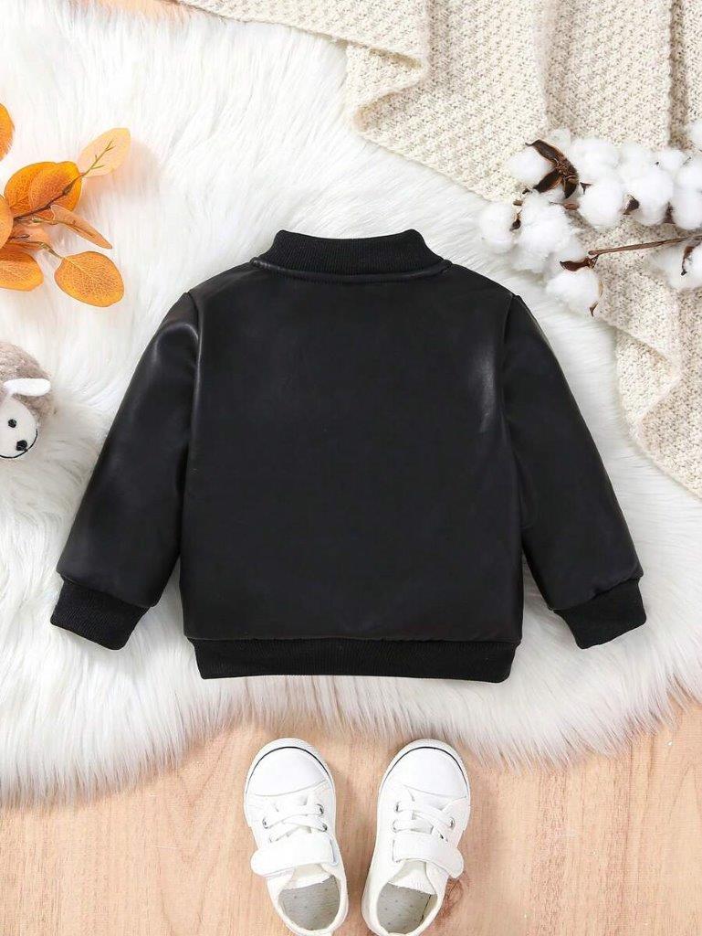 Baby Patched Pocket Fleece Baseball Jacket