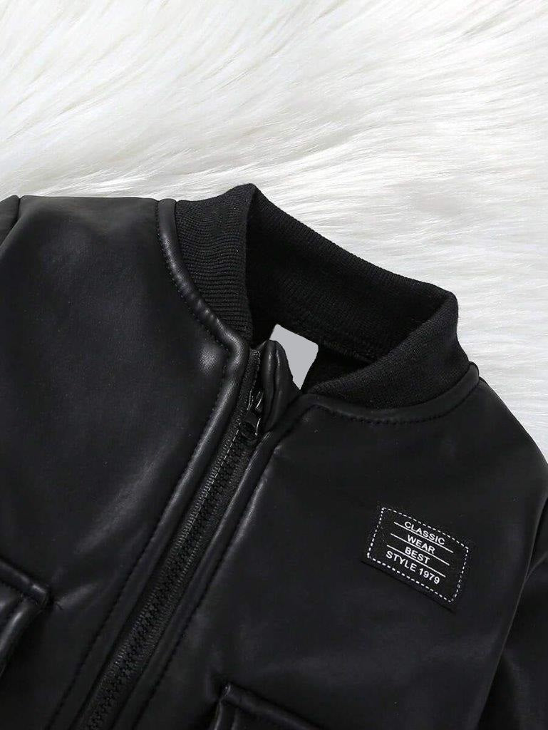 Baby Patched Pocket Fleece Baseball Jacket