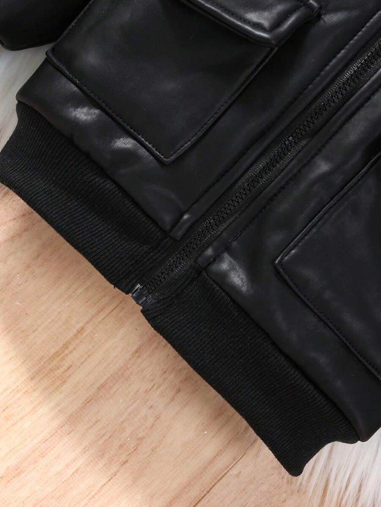 Baby Patched Pocket Fleece Baseball Jacket