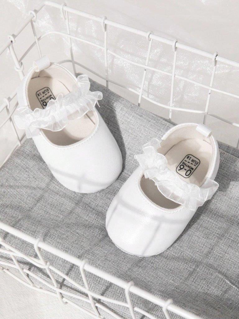 Baby White Frilled Flats