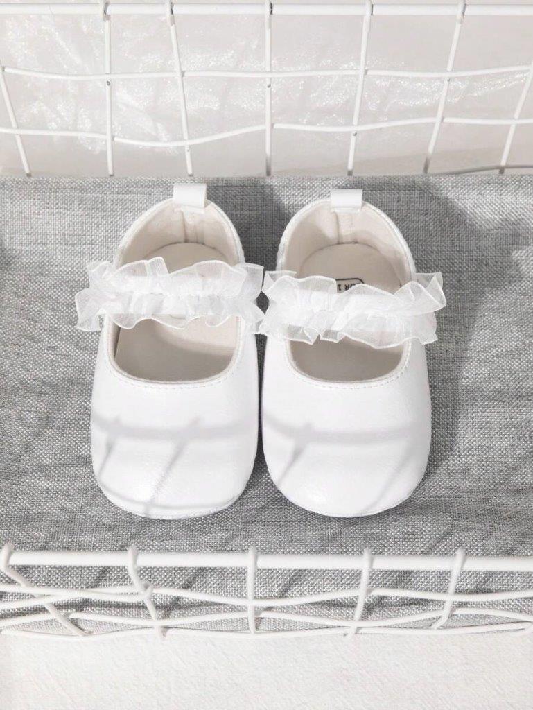 Baby White Frilled Flats