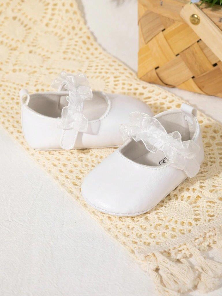 Baby White Frilled Flats