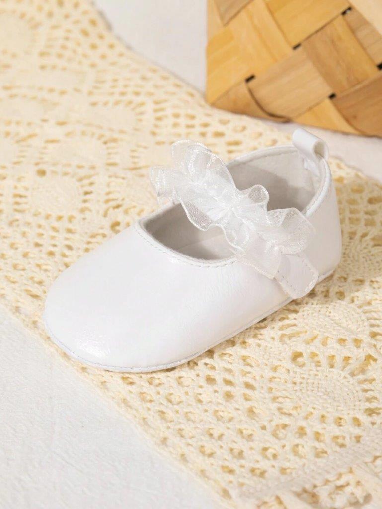 Baby White Frilled Flats