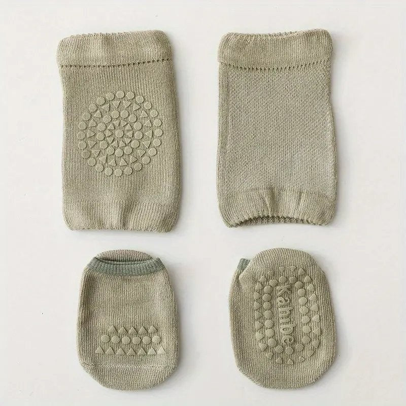 Baby Knee Protector Pads With Non-Slip Socks Set Select Colour