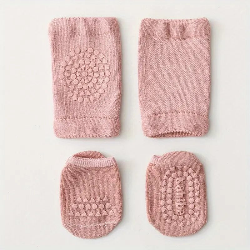 Baby Knee Protector Pads With Non-Slip Socks Set Select Colour