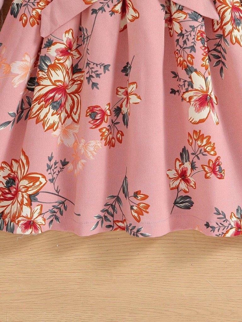 Toddler Girls Floral Print Belted Dress