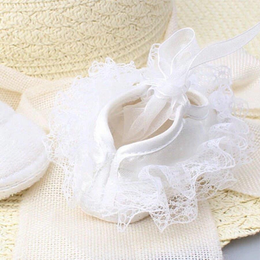 Baby White Rose Lace Shoes