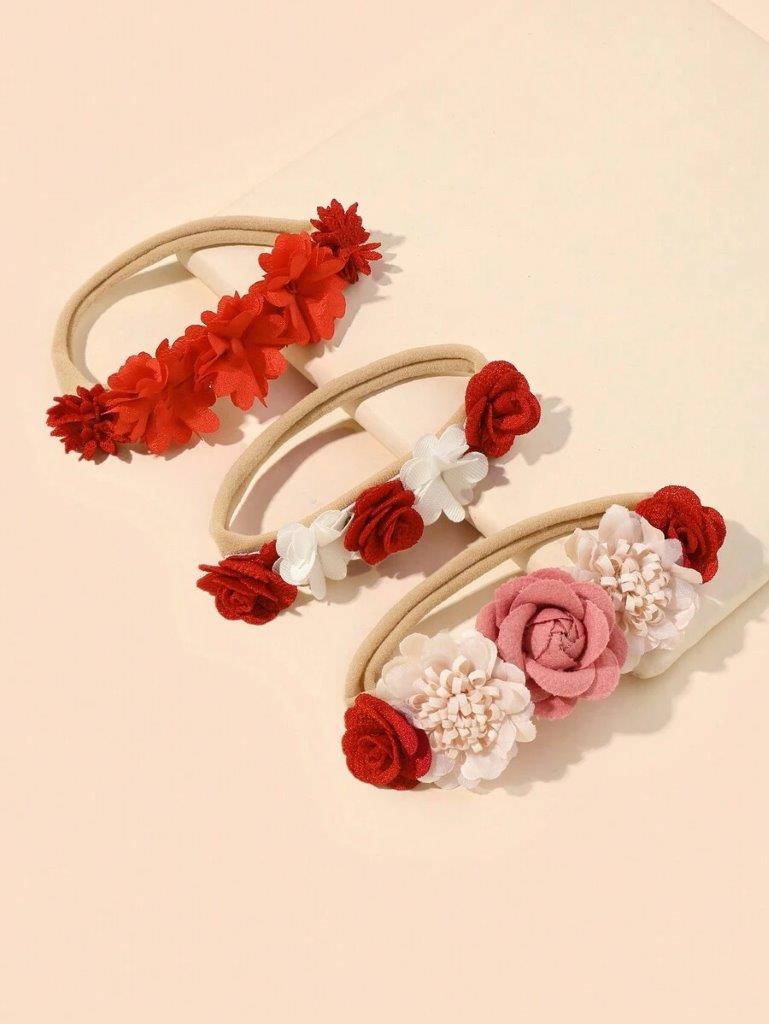 Baby 3 Piece Headband Set Red