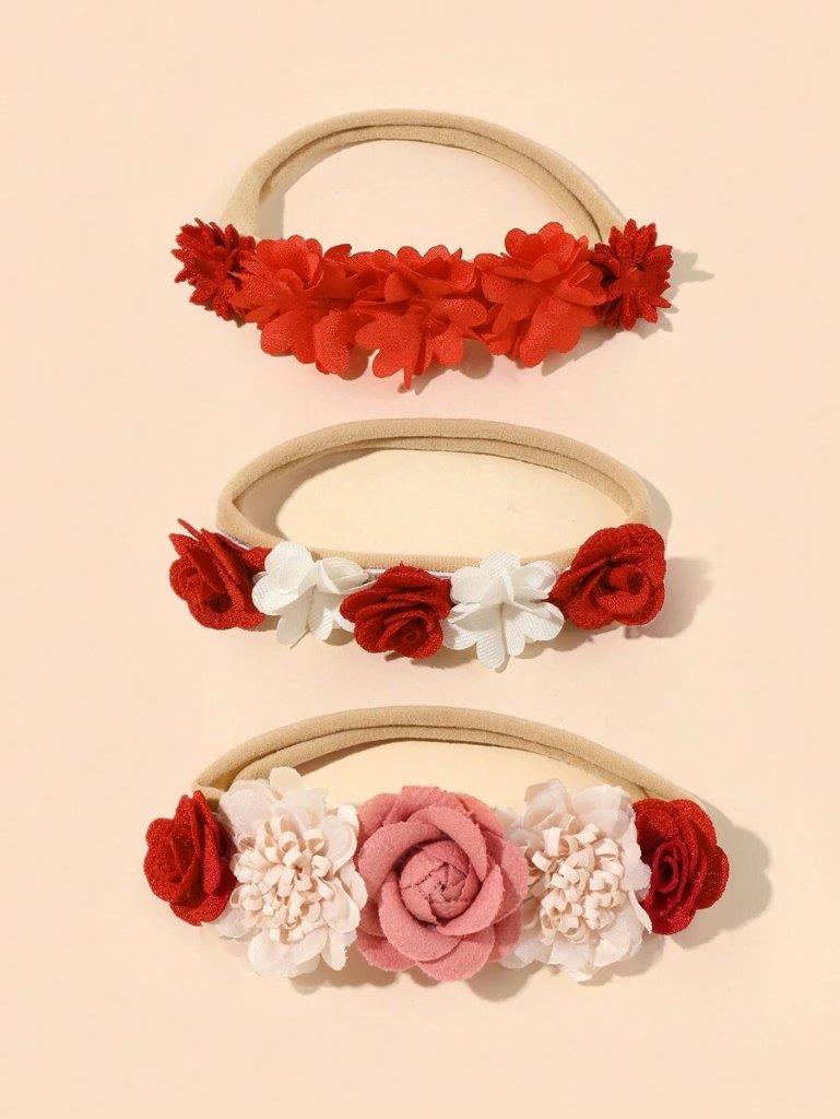 Baby 3 Piece Headband Set Red