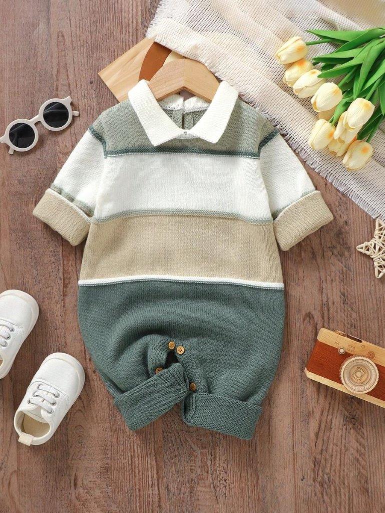 Baby Colourblock Knitted Jumpsuit