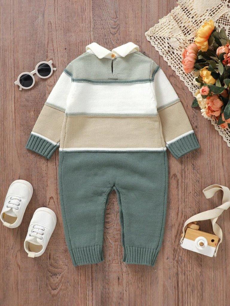 Baby Colourblock Knitted Jumpsuit