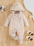 Baby Unisex Side Button Hooded Jumpsuit