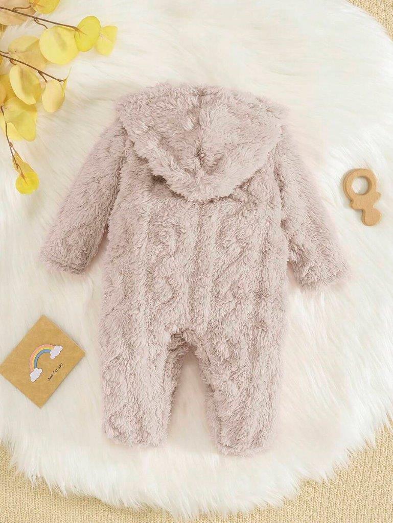 Baby Unisex Side Button Hooded Jumpsuit