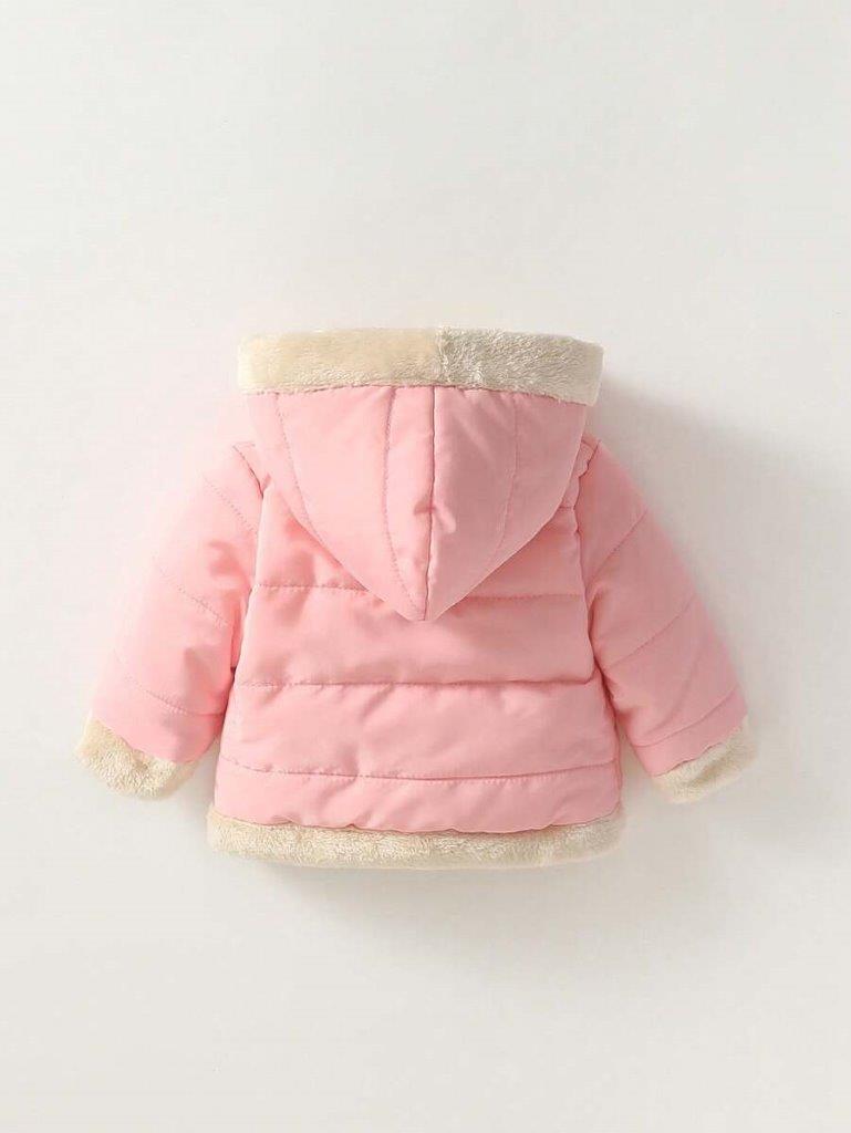 Baby Pink Fleece Lined Hooded Coat