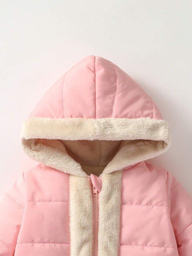 Baby Pink Fleece Lined Hooded Coat