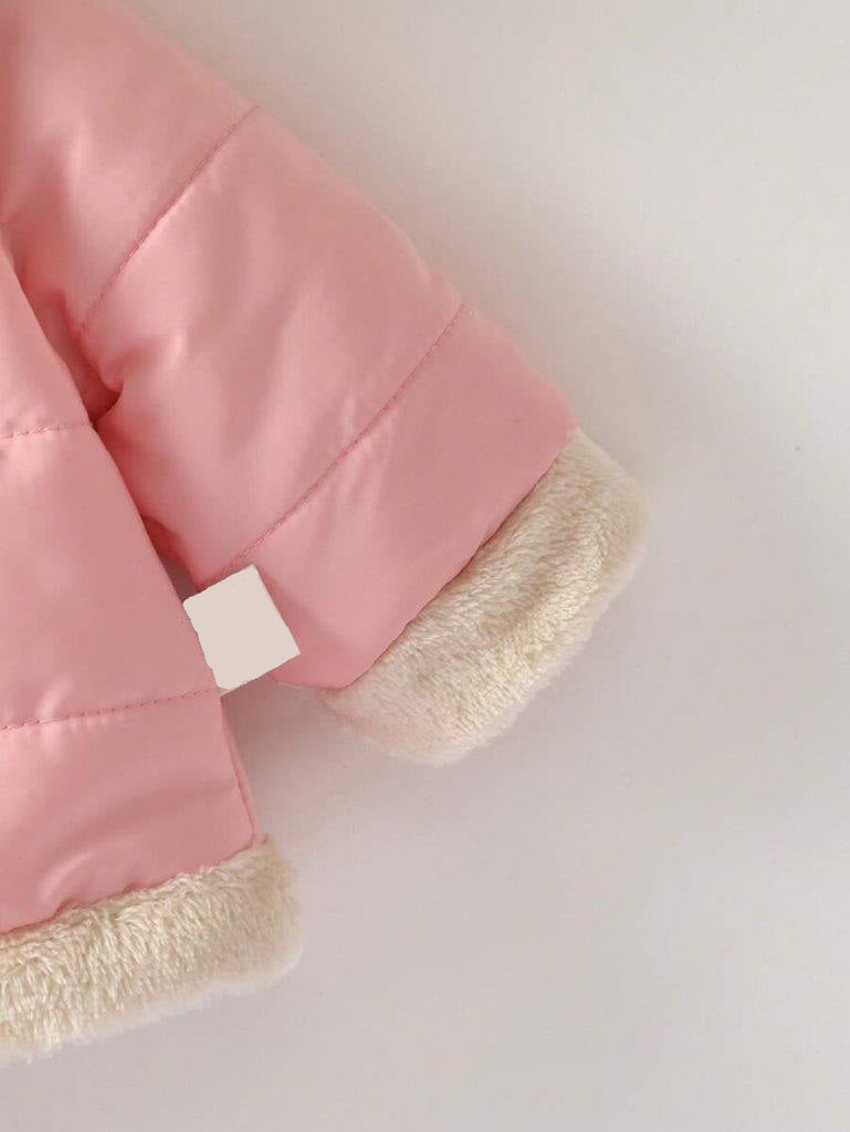 Baby Pink Fleece Lined Hooded Coat
